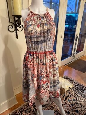 Boho Nautical Halter Sundress in Red, Blue & Cream